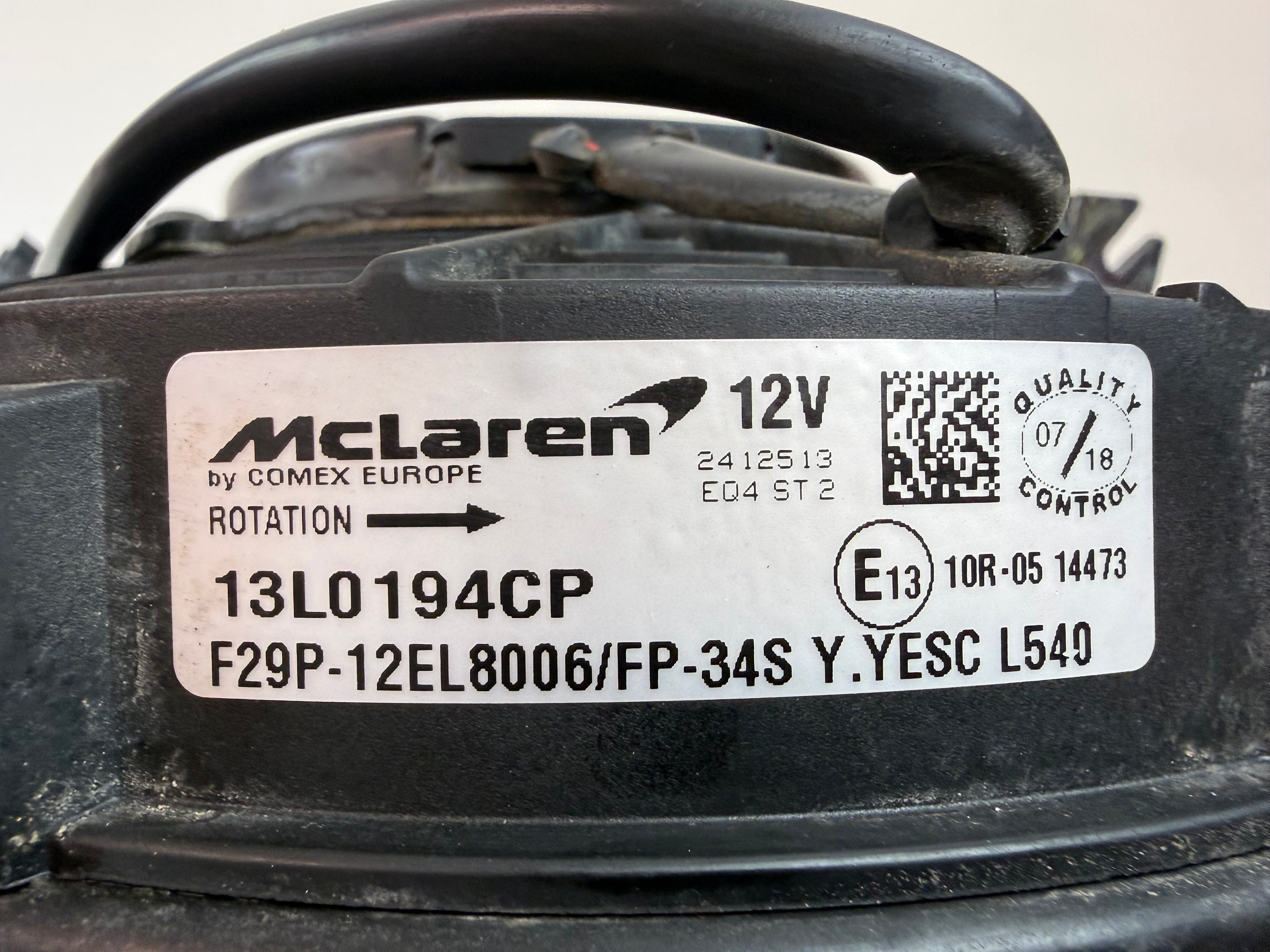 McLaren 540C 570S 570GT 600LT 2016-2021 RH Right Rear Radiator Cooling Fan Shroud Assembly OEM 13L0194CP