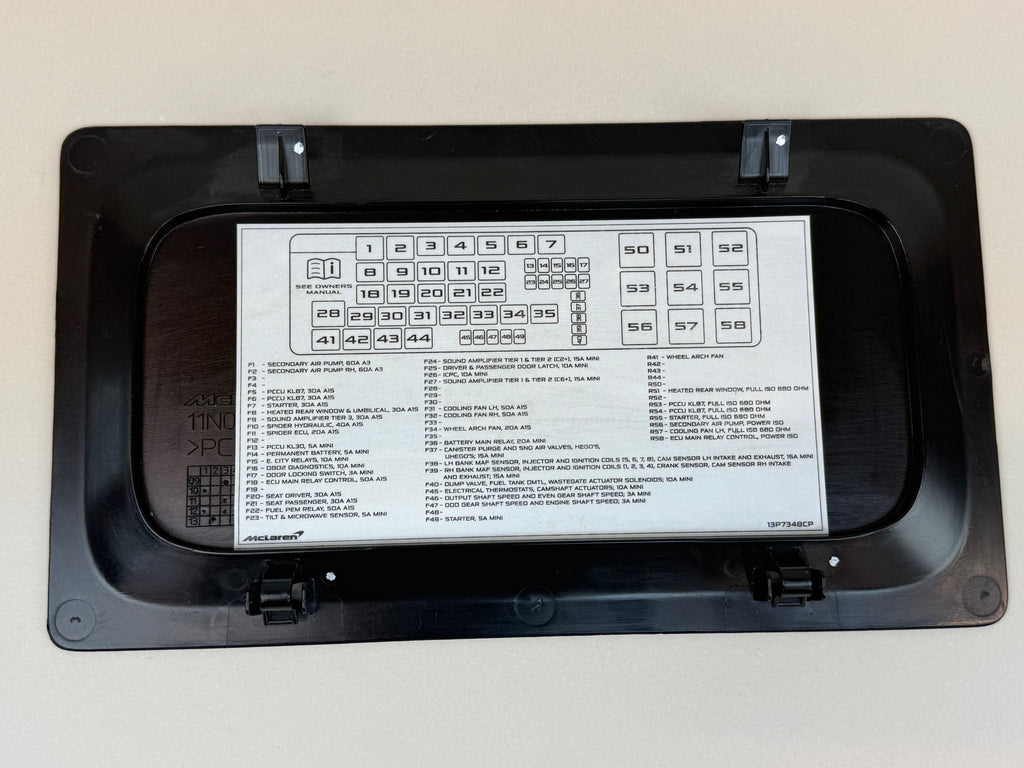 McLaren 570S 540C 570GT 600LT Rear Fuse Box Panel Cover OEM 13P7348CP