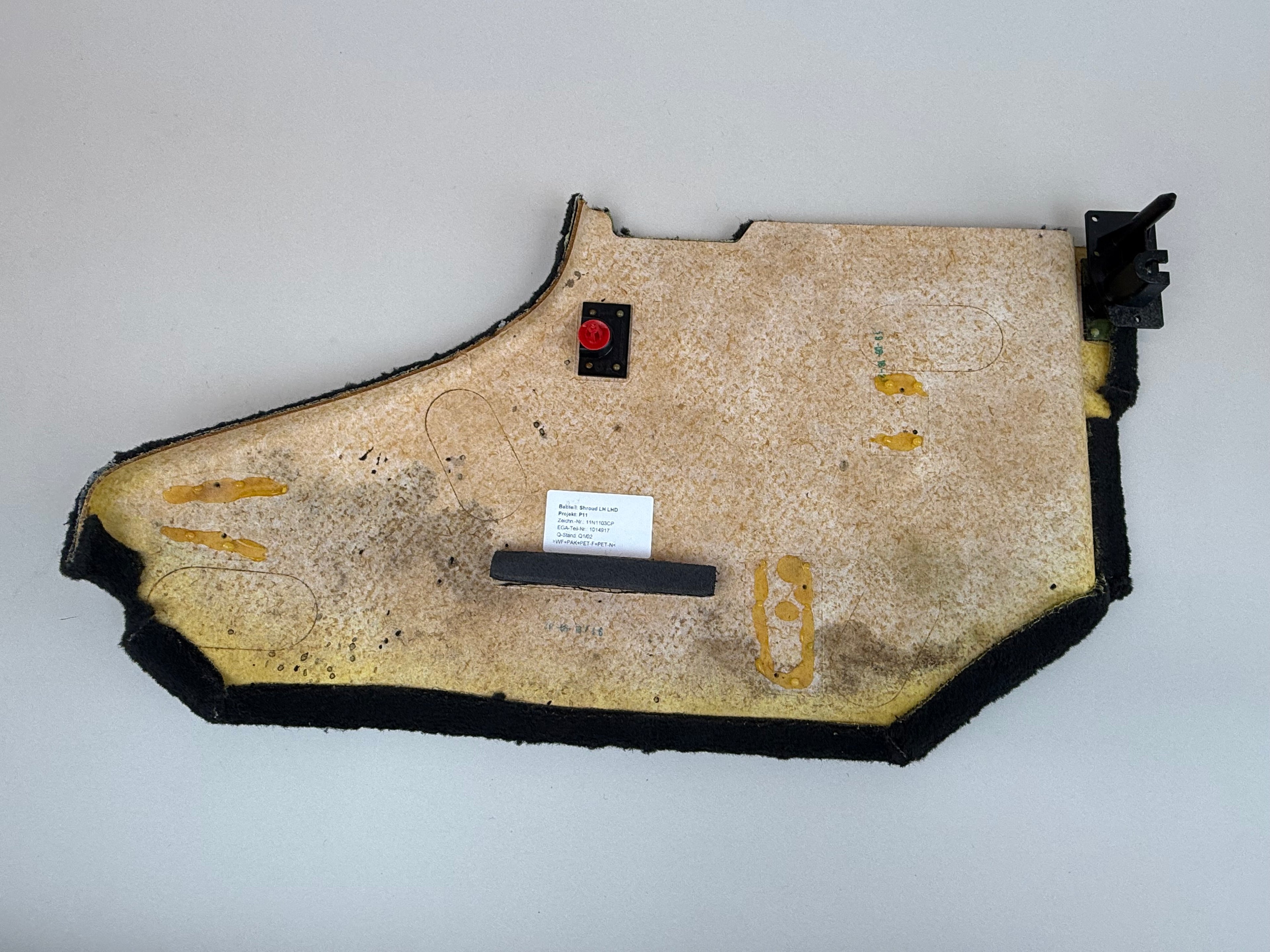 McLaren 570S 540C 570GT 600LT LH Left Lower Dash Shroud Carpet Trim Panel OEM 11N1103CP Missing Mounts