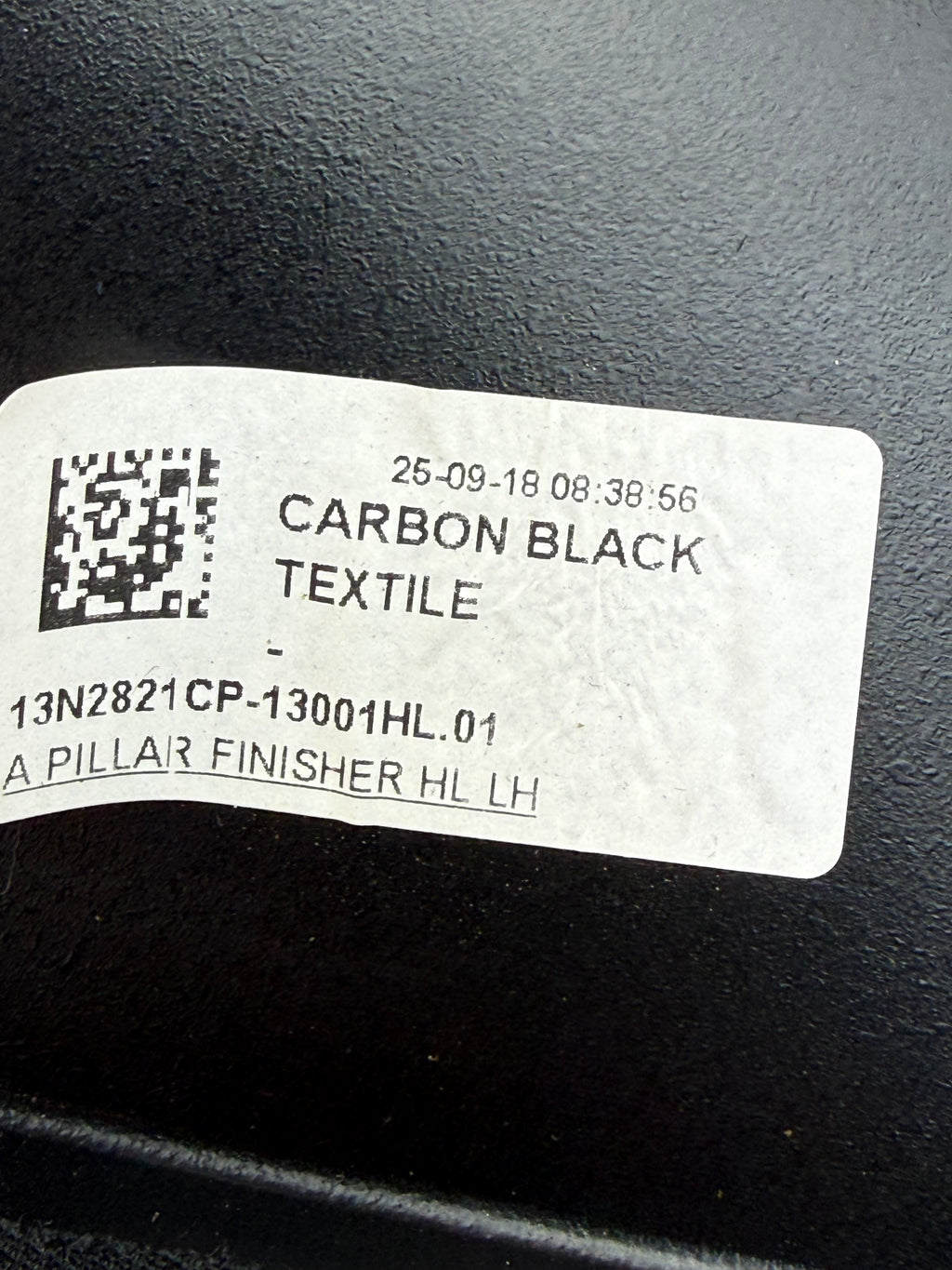 McLaren 570S LH A-Pillar Interior Trim Panel Carbon Black Textile OEM 13N2821CP