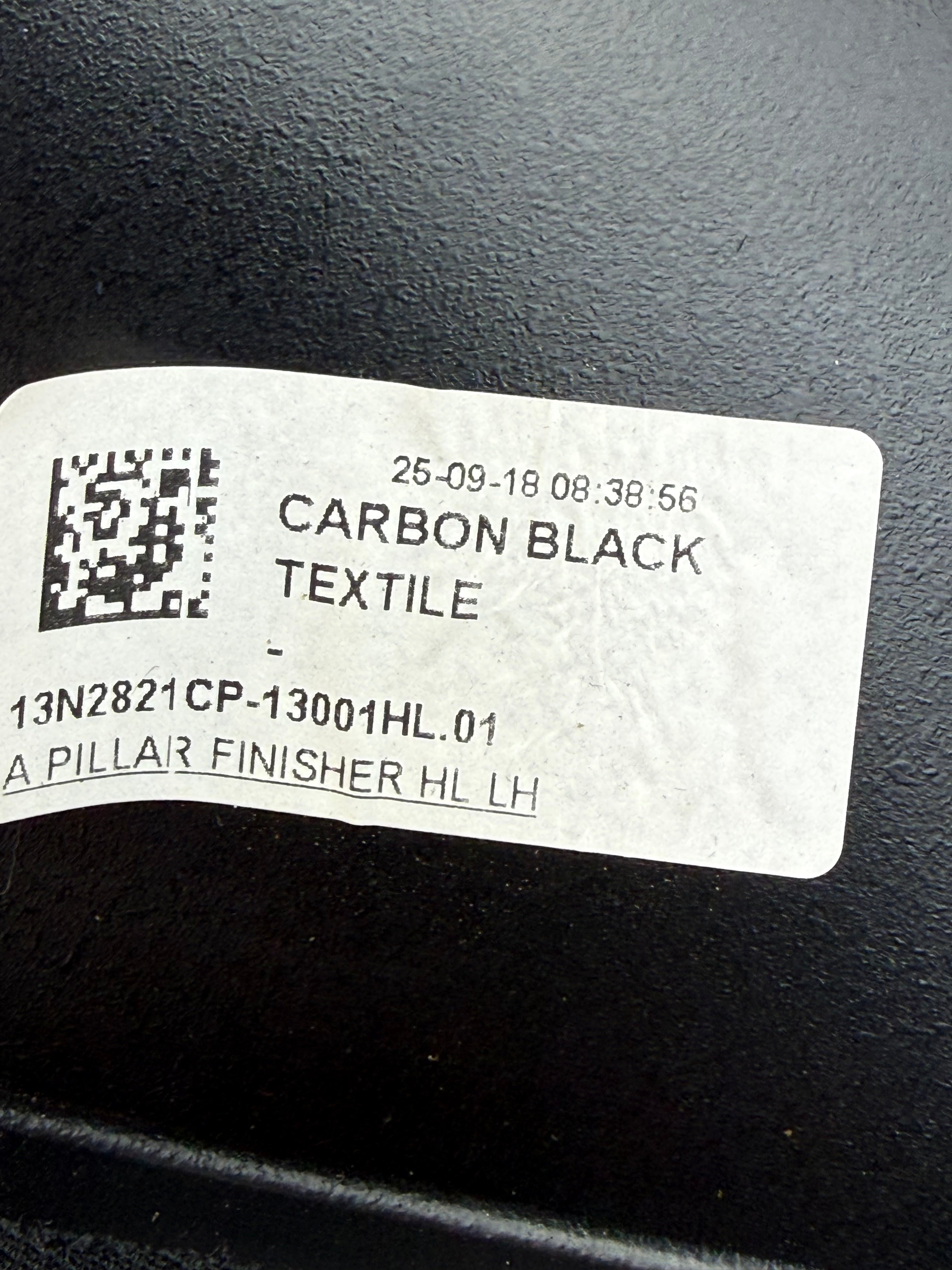 McLaren 570S LH A-Pillar Interior Trim Panel Carbon Black Textile OEM 13N2821CP