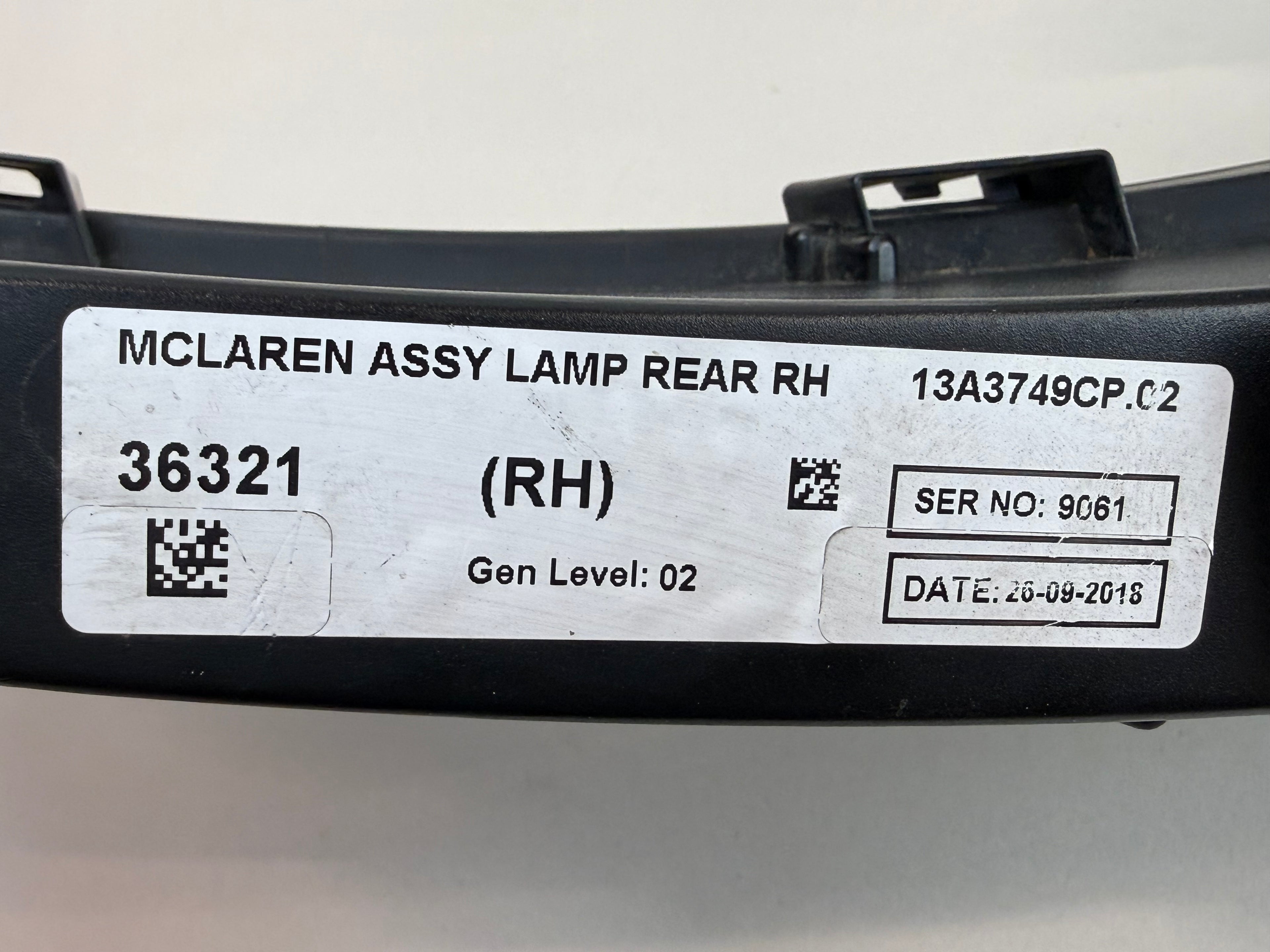 McLaren 570S 540C 570GT 600LT RH Rear Tail Light Lamp Assembly 13A3749CP OEM 2016-2021