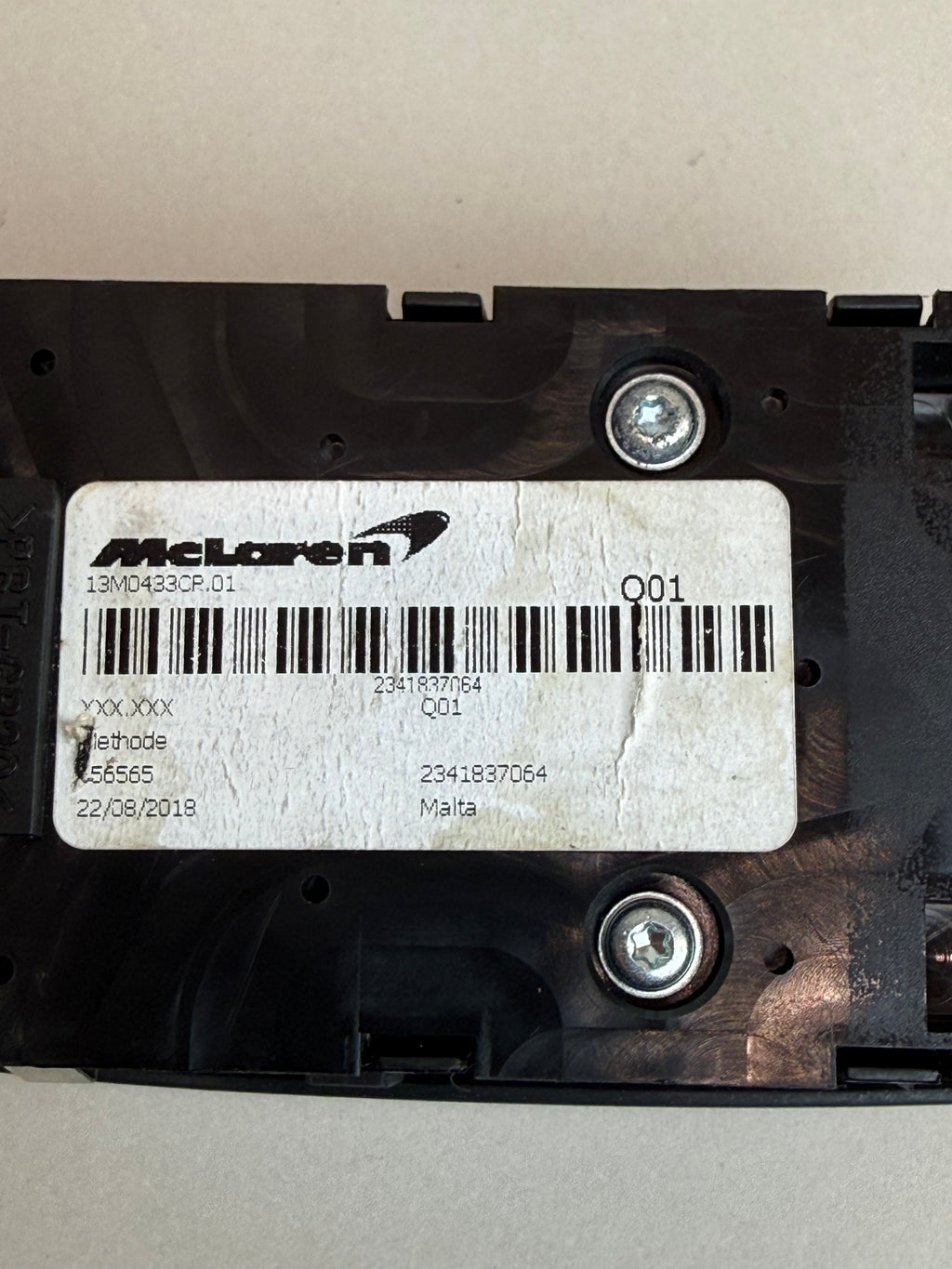 McLaren 570S 540C 570GT 600LT Driver Side Master Window Switch Panel 13M0433CP OEM 2016-2021