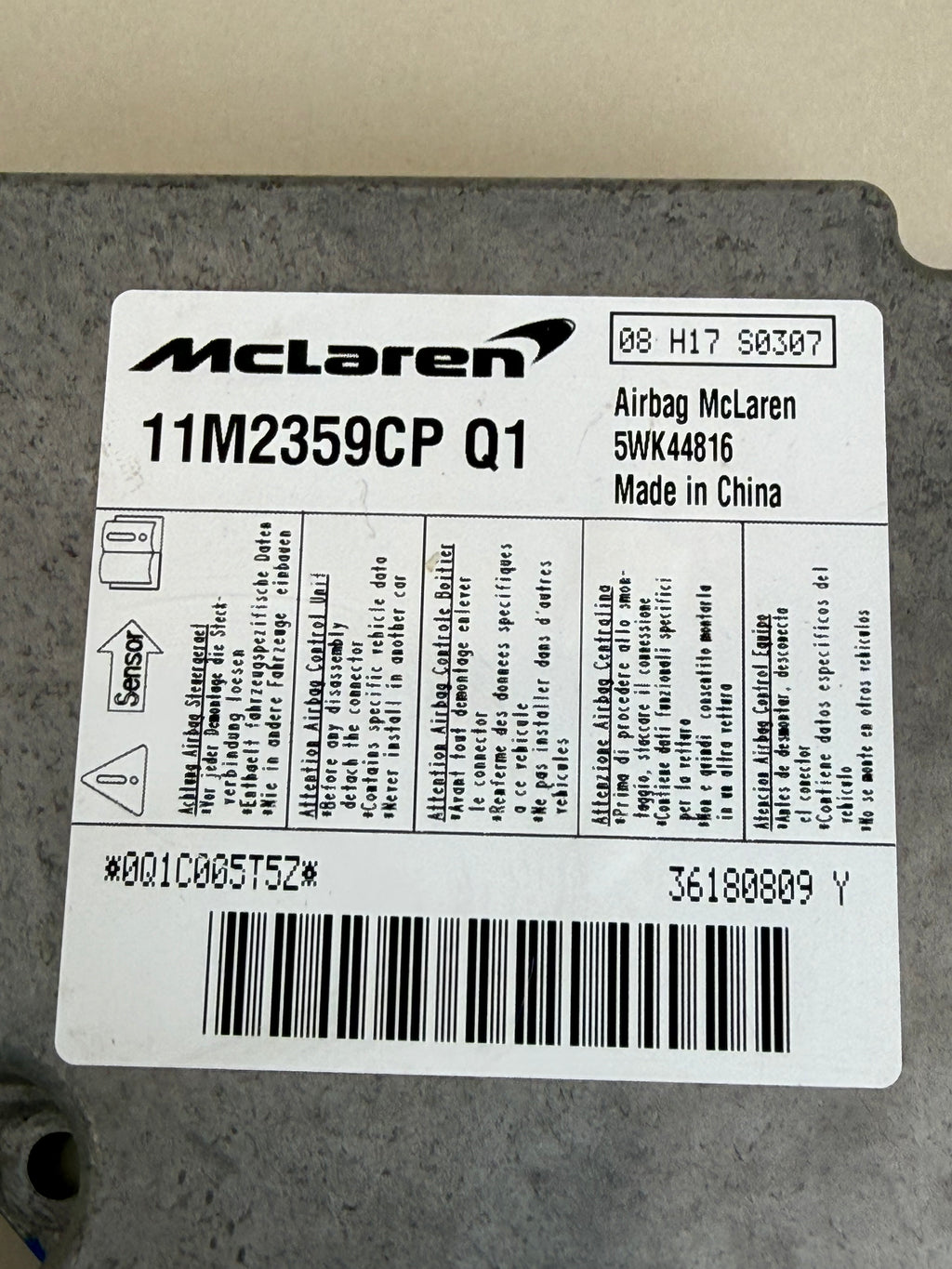 McLaren 570S 540C 570GT SRS Airbag Control Module ECU 11M2359CP Q1 5WK44816 OEM NEEDS RESET