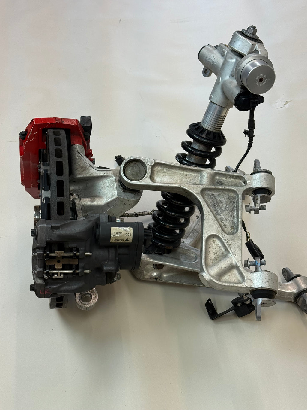 McLaren 570S Rear Left Suspension & Brake Assembly OEM | Carbon Ceramic Rotor Red Caliper Shock