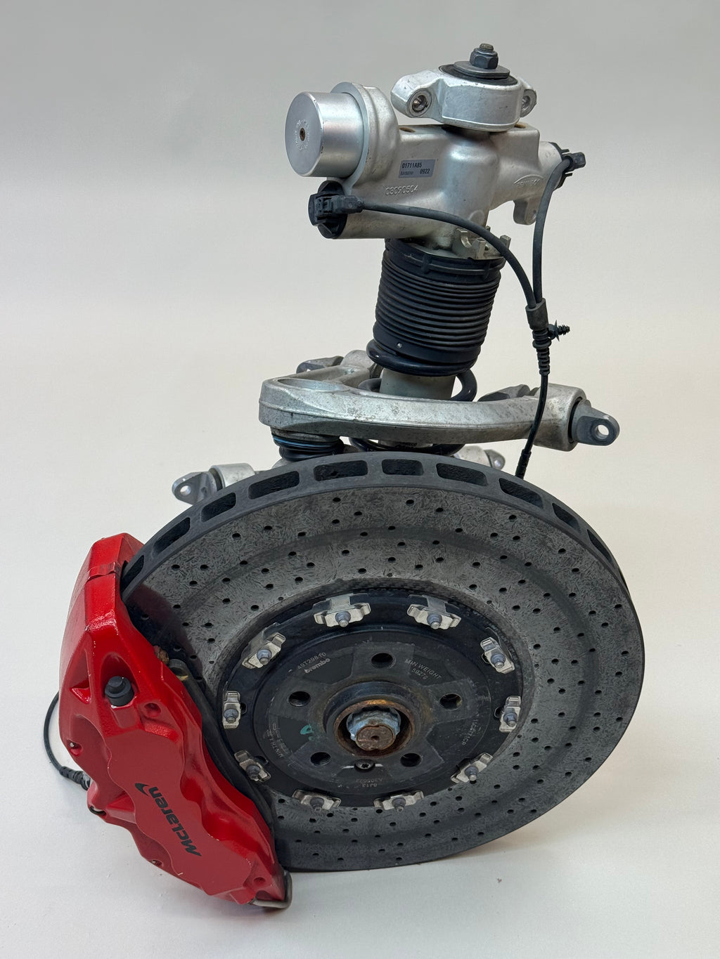 McLaren 570S Front Right Suspension & Brake Assembly OEM | Carbon Ceramic Rotor Red Caliper Shock