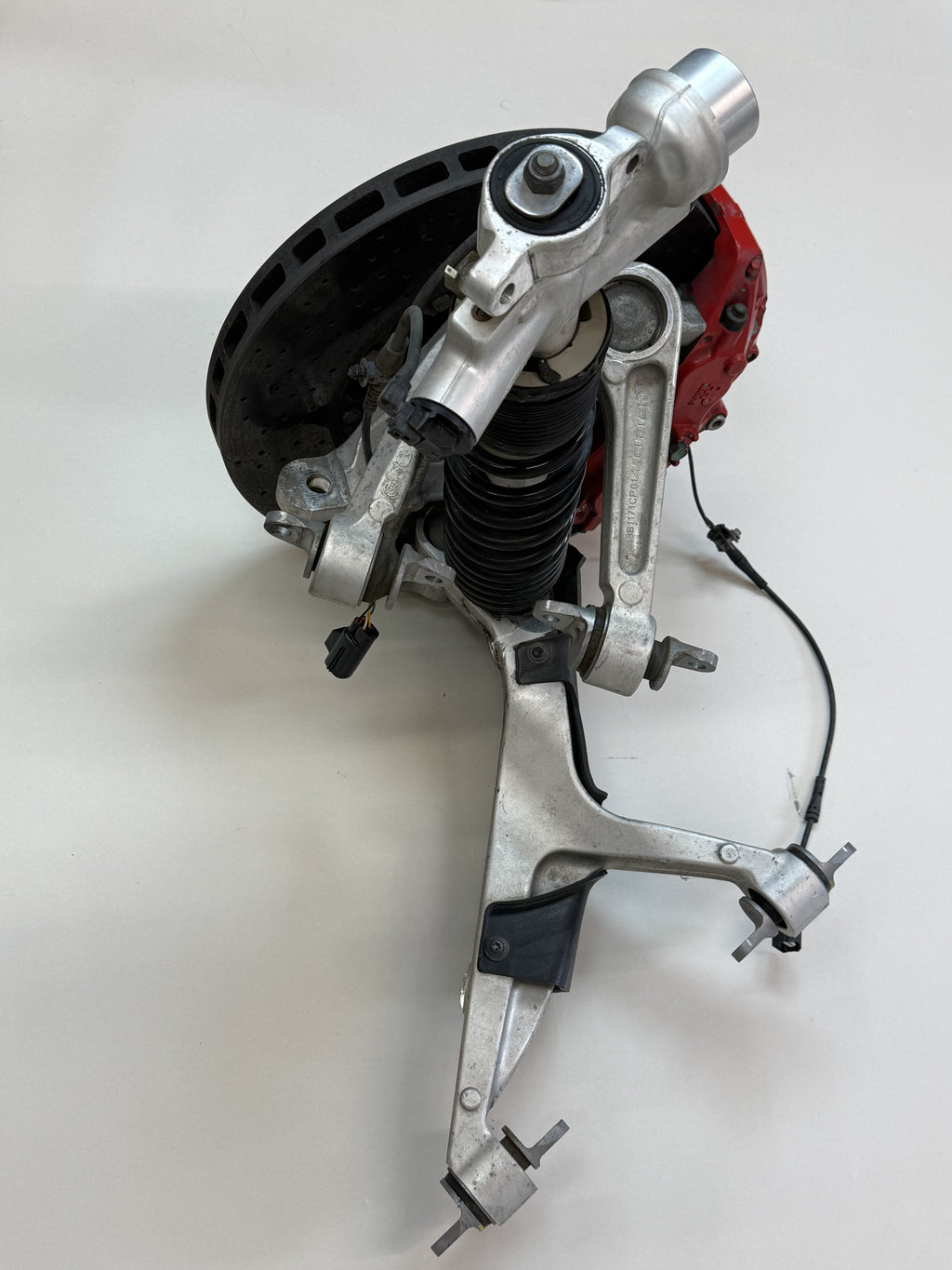 McLaren 570S Front Right Suspension & Brake Assembly OEM | Carbon Ceramic Rotor Red Caliper Shock