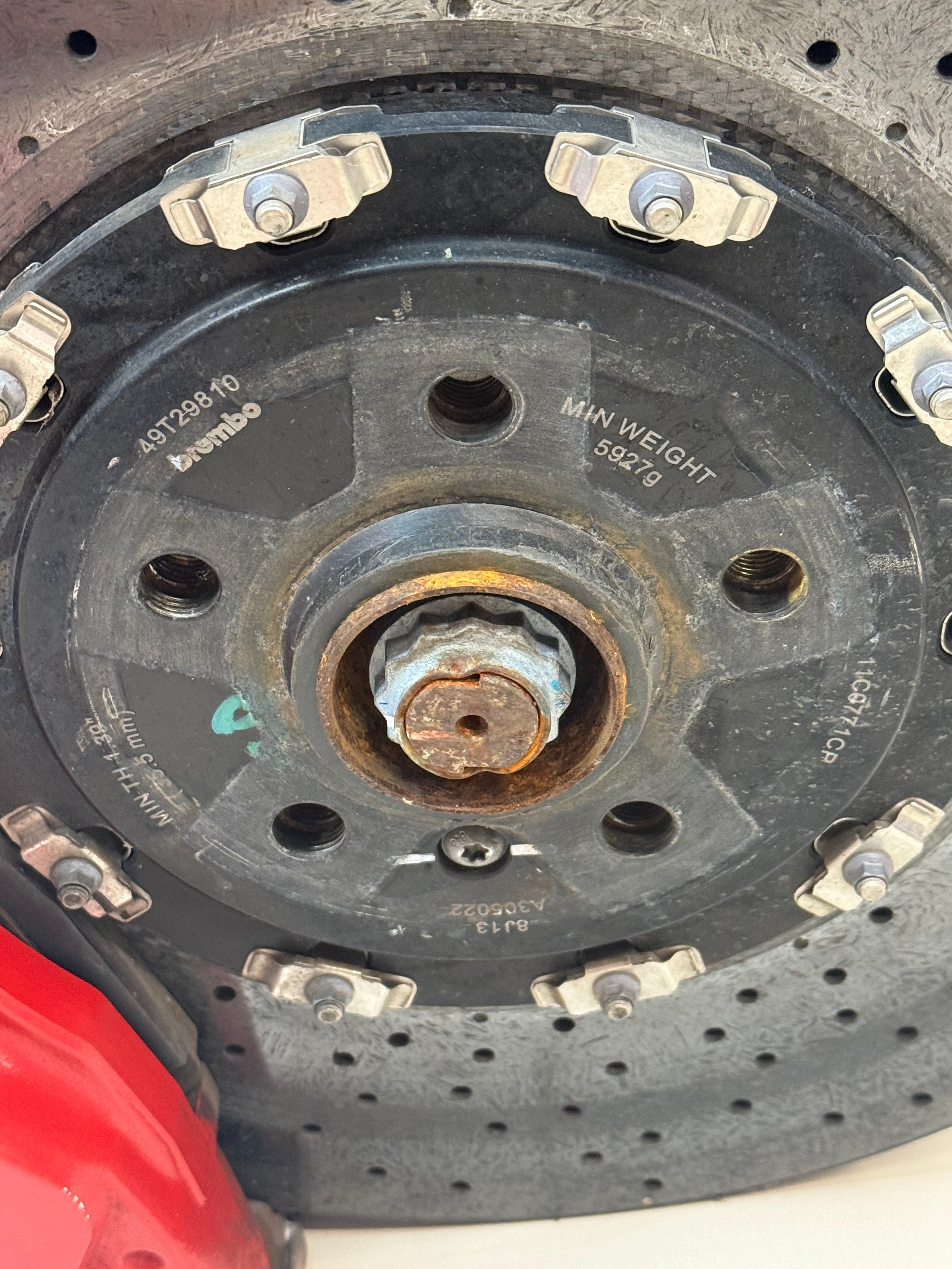 McLaren 570S Front Right Suspension & Brake Assembly OEM | Carbon Ceramic Rotor Red Caliper Shock