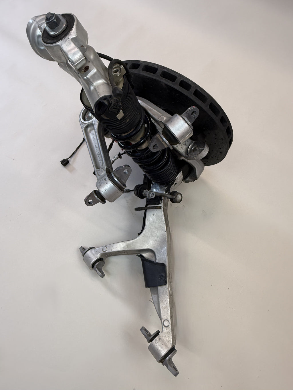 McLaren 570S Front Left Side Suspension & Brake Assembly OEM | Carbon Ceramic Rotor Red Caliper Shock