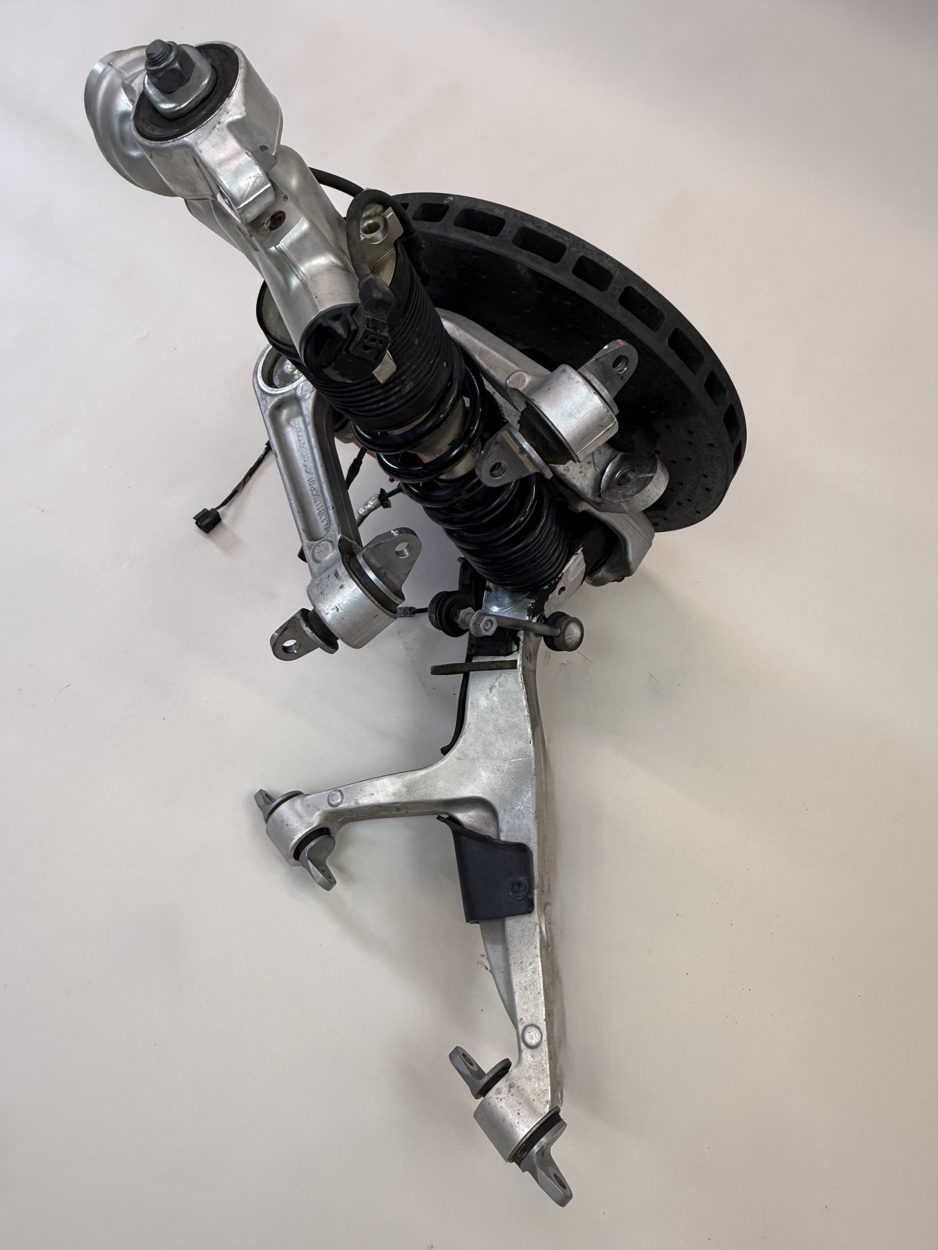 McLaren 570S Front Left Side Suspension & Brake Assembly OEM | Carbon Ceramic Rotor Red Caliper Shock